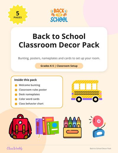Back to School Classroom Decor Pack