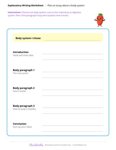 Plan an Explanatory Essay - Human Body