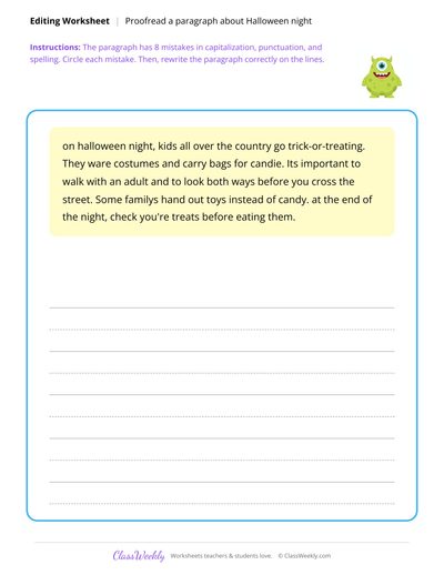 Proofread a Paragraph - Halloween