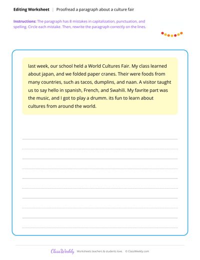 Proofread a Paragraph - Diversity & World Cultures