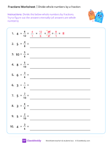 Divide Whole Numbers By a Fraction