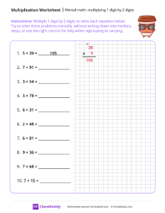 Mental Math: Multiplying 1 digit by 2 digits