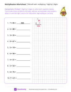 Mental Math: Multiplying 1 digit by 2 digits