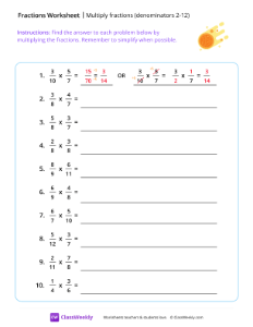Multiply Fractions (Denominators 2-12)