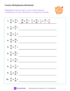 Multiply Fractions (Denominators 2-25)