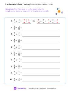 Multiply Fractions (Denominators 2-12)