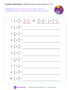 Multiply Fractions (Denominators 2-12)