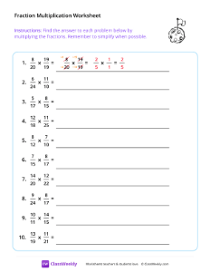 Multiply Fractions (Denominators 2-25)