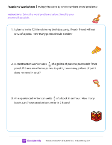 Multiply fractions by whole numbers