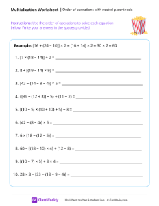 Order of operations with nested parenthesis