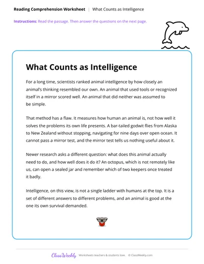 Reading Comprehension - What Counts as Intelligence
