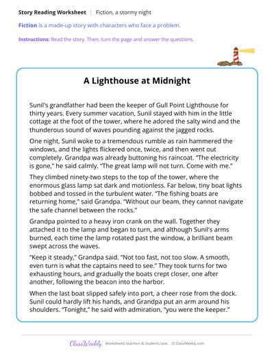 A Lighthouse at Midnight (Fiction Passage)