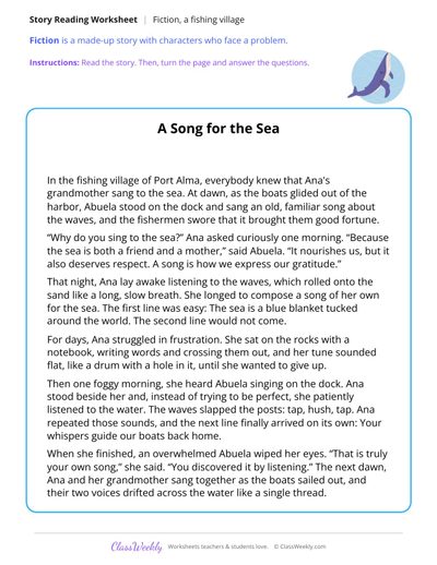 A Song for the Sea (Fiction Passage)