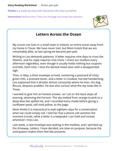 Letters Across the Ocean (Fiction Passage)