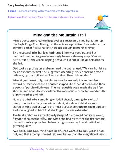 Mina and the Mountain Trail (Fiction Passage)