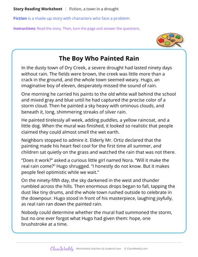 The Boy Who Painted Rain (Fiction Passage)