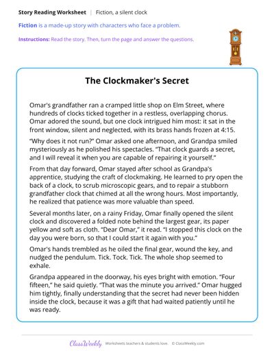 The Clockmaker's Secret (Fiction Passage)
