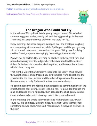 The Dragon Who Could Not Fly (Fiction Passage)