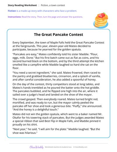The Great Pancake Contest (Fiction Passage)