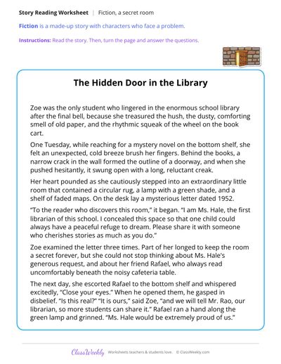 The Hidden Door in the Library (Fiction Passage)