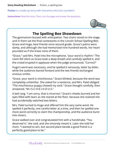 The Spelling Bee Showdown (Fiction Passage)