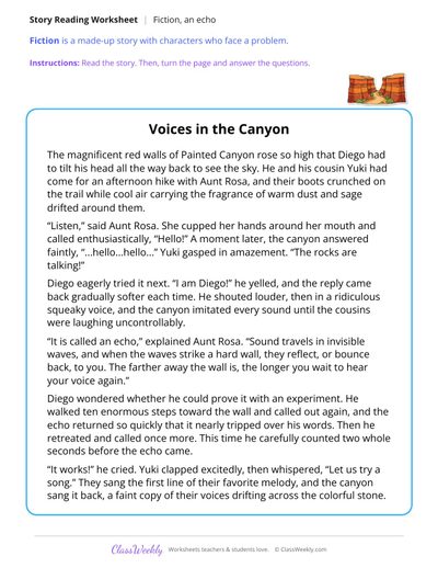 Voices in the Canyon (Fiction Passage)