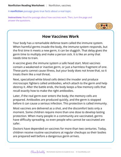 How Vaccines Work (Nonfiction Passage)