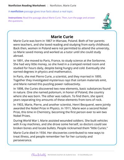 Marie Curie (Nonfiction Passage)