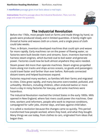 The Industrial Revolution (Nonfiction Passage)