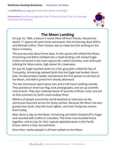The Moon Landing (Nonfiction Passage)