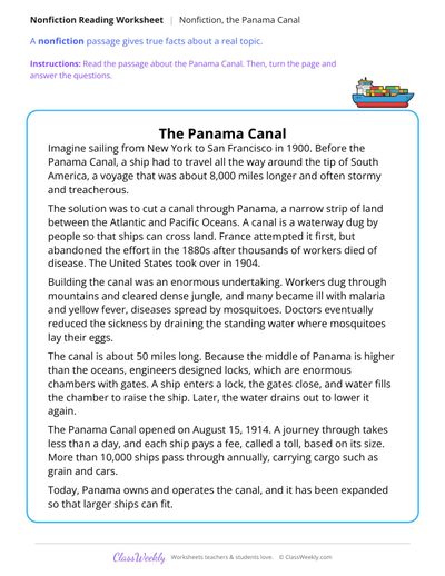 The Panama Canal (Nonfiction Passage)