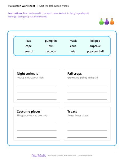 Sort the Halloween Words - Halloween