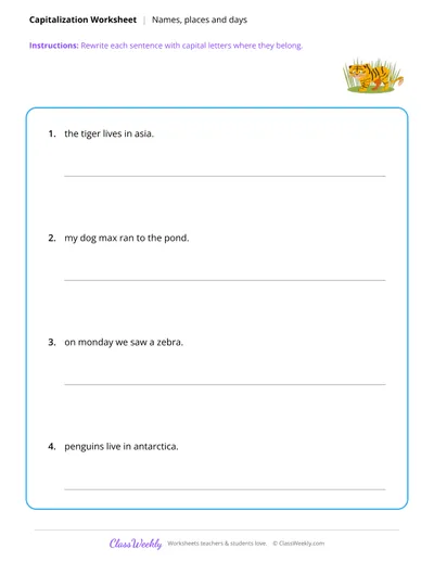Capitalization - Names, Places and Days