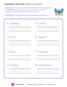 Dates and Capital Letters