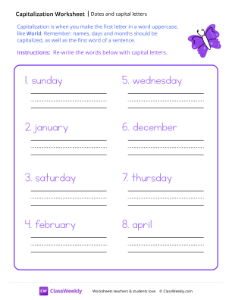 Dates and Capital Letters