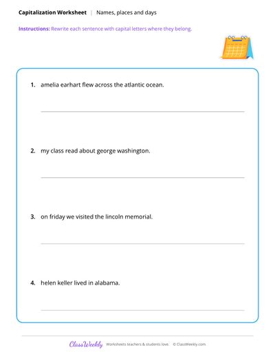Capitalize Names, Places and Days - Famous Americans