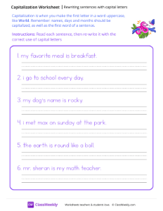 Rewriting Sentences with Capital Letters