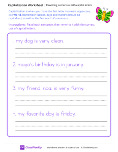 Rewriting Sentences with Capital Letters