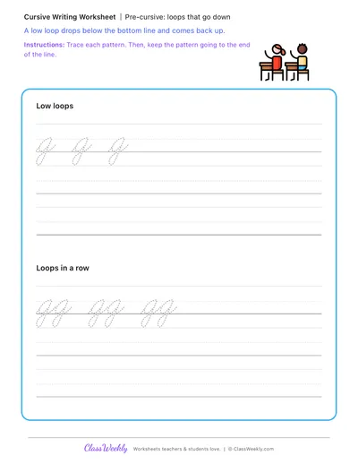 Pre-cursive: loops that go down