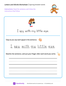 Spacing between words