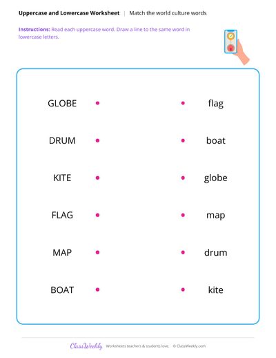 Match Uppercase and Lowercase Words - Diversity & World Cultures