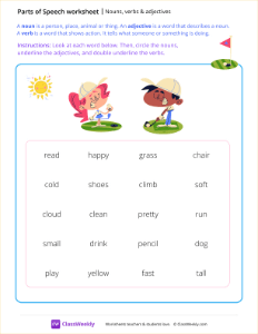 Nouns, verbs & adjectives