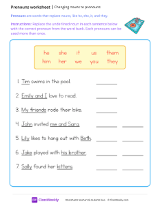 Changing nouns to pronouns