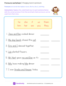 Changing nouns to pronouns