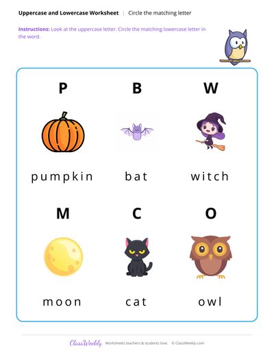 Circle the Lowercase Letter - Halloween