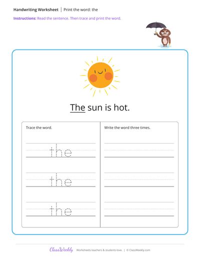 Print the word: the