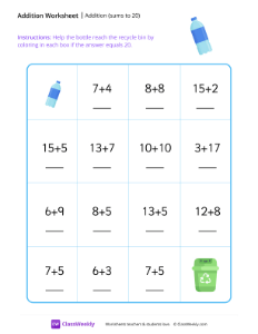 Addition maze (sums to 20)