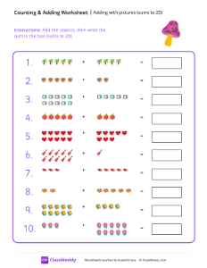 Adding with pictures (sums to 20)
