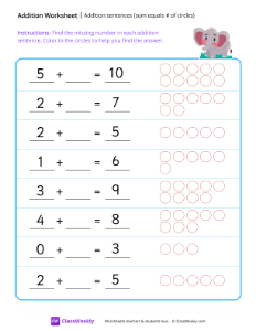 Addition sentences (sum equals # of circles)