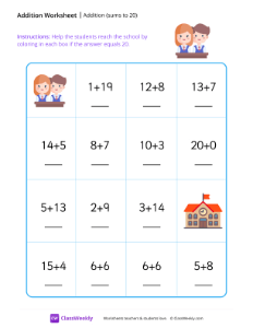 Addition maze (sums to 20)